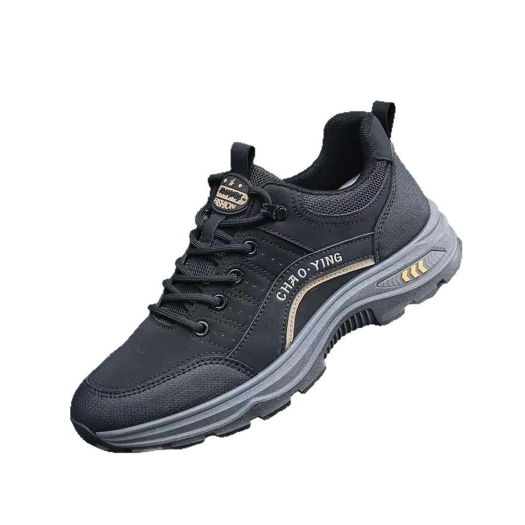 Men's Leather Hiking Shoes - Soft Sole, Versatile, Casual, Thick Sole Running Shoes for Spring and Autumn