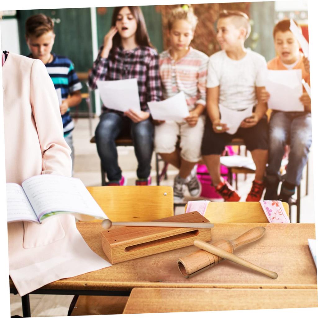 Totority Set of 4 Orff Musical Instruments Makara Wood Sounder Mokuo Zen Taiko Handheld Rhythm Wood Block Clapper Pro Temple Wood Block Wood Rhythm