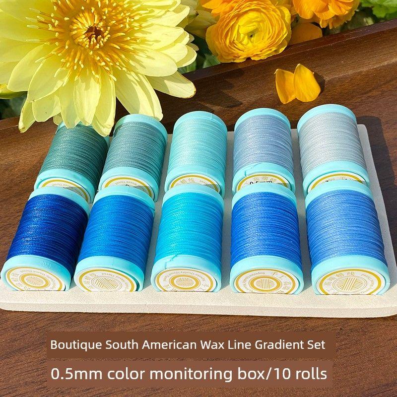 

3-прядная 6-прядная южноамериканская вощеная нить ручного плетения шнур материал для DIY 0,35 0,5 мм чрезвычайно тонкая плетеная вощеная нить для ремешка, браслета 0.5mm Blue set