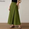 ZANZEA Women Casual Solid Color Loose Wide Leg Cropped Pants