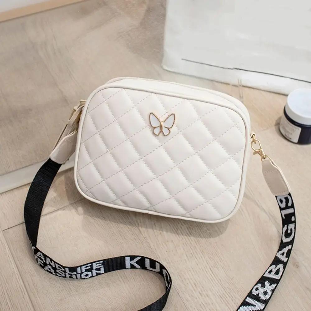 Single Shoulder Women's Handbags Daily Lingge Tassel Accessories PU Leather Messenger Bag Butterfly Tags Crossbody Bag Girls