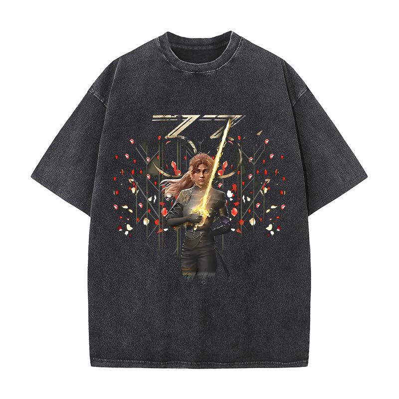 

Cotton Washed Game T-shirt Clair Obscur Expedition 33 Print Men Women Streetwear Vintage Short Sleeve Game Fan Gift Tshirt 3XL