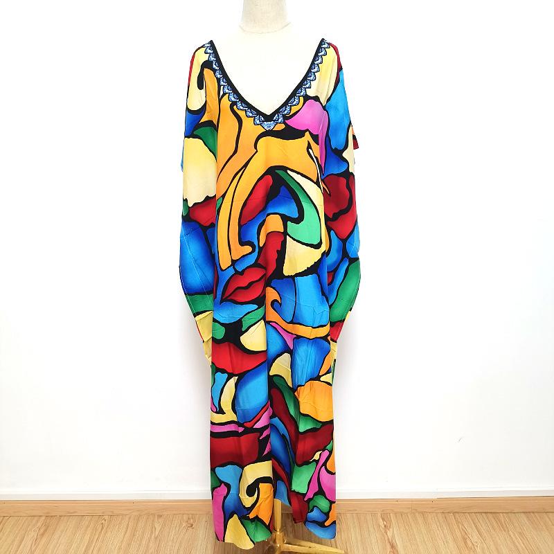 2022 European & American Beach Cover-up: Printed Long Robe & Bikini Sun Protection Dress