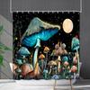 Bathroom Waterproof Curtain Digital Printing Plant Mushroom Shower Curtain Non-Punching Toilet Partition Curtain Shower Cloth