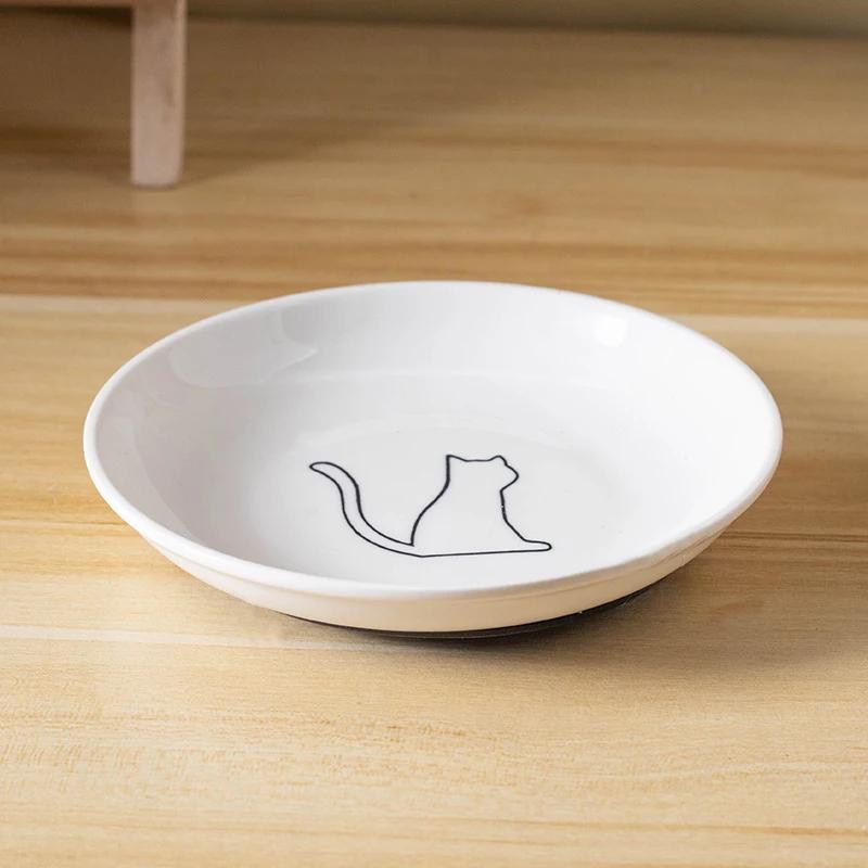 Ceramic Pet Kitten Food Bowl Canned Snacks Dinner Plate Small Anti-slip Cat Plate Household Accessories Creative Pet Food Bowl