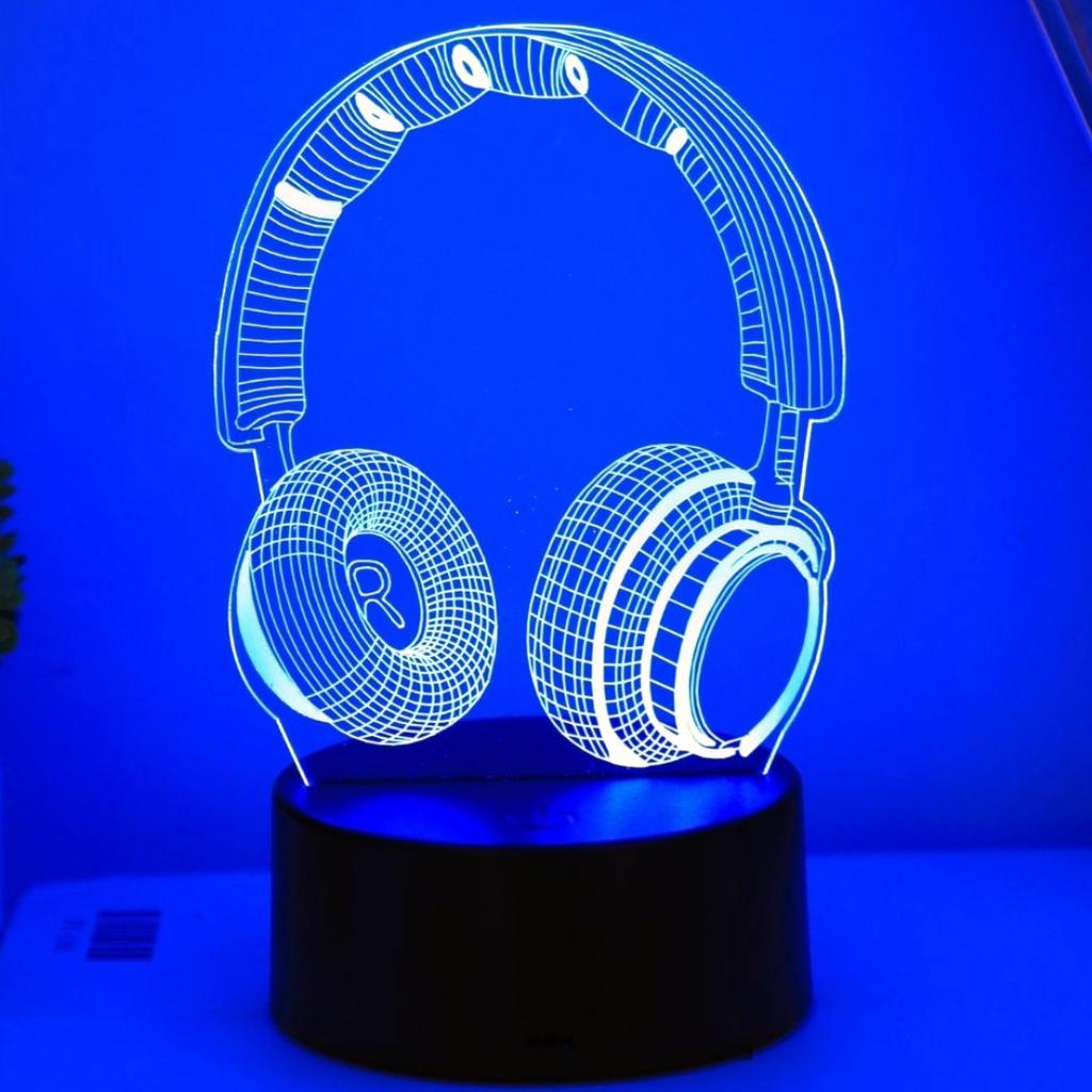 3D Night Light Gaming Headset Bedroom Game Room Desktop Ambient Light USB Touch Type Seven Color Color Changing Lights