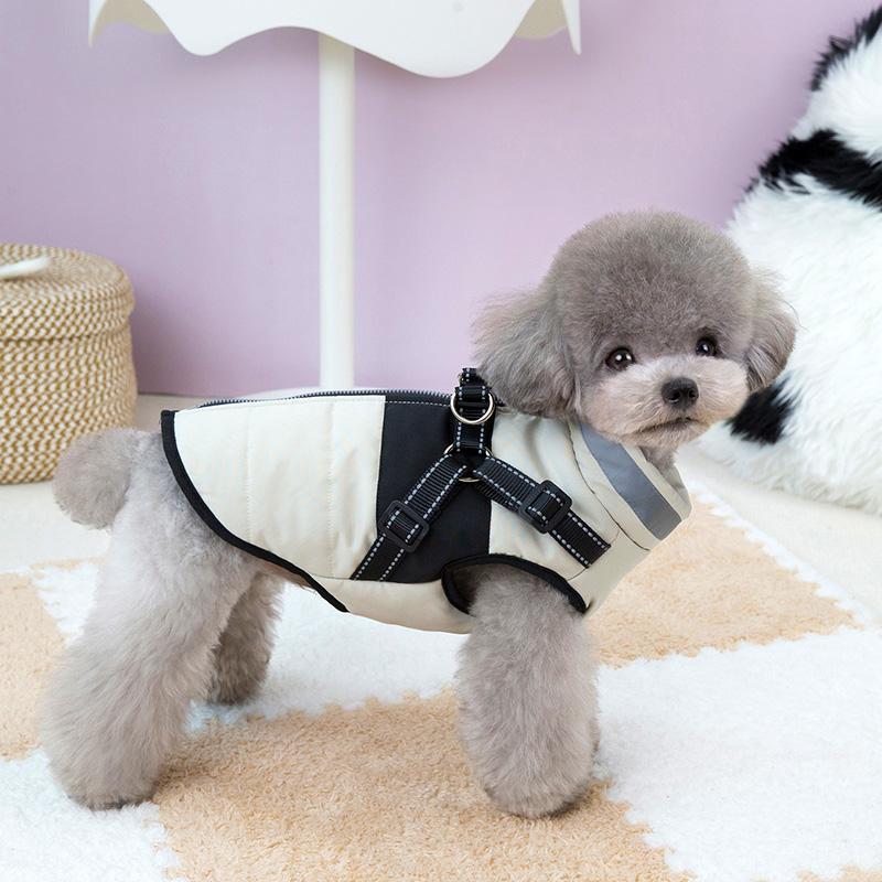 Warmer Wintermantel für Hunde mit D-Ring, reflektierende Hundekleidung für kleine und mittelgroße Hunde, Welpenkleidung, Heimtierbedarf