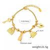 Vintage-Inspired Rhinestone Pendant Charm Bracelet Women 18K Gold Plated Titanium Steel Hypoallergenic Fade-Resistant