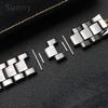 Para Armani Correa de Reloj de Cerámica Brillante con Interfaz Curvada Ar1451//1400//1421/1440 Duradera de Negocios Cómoda Correa de Reloj Negra