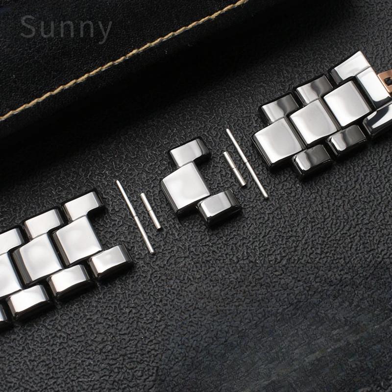 Para Armani Correa de Reloj de Cerámica Brillante con Interfaz Curvada Ar1451//1400//1421/1440 Duradera de Negocios Cómoda Correa de Reloj Negra