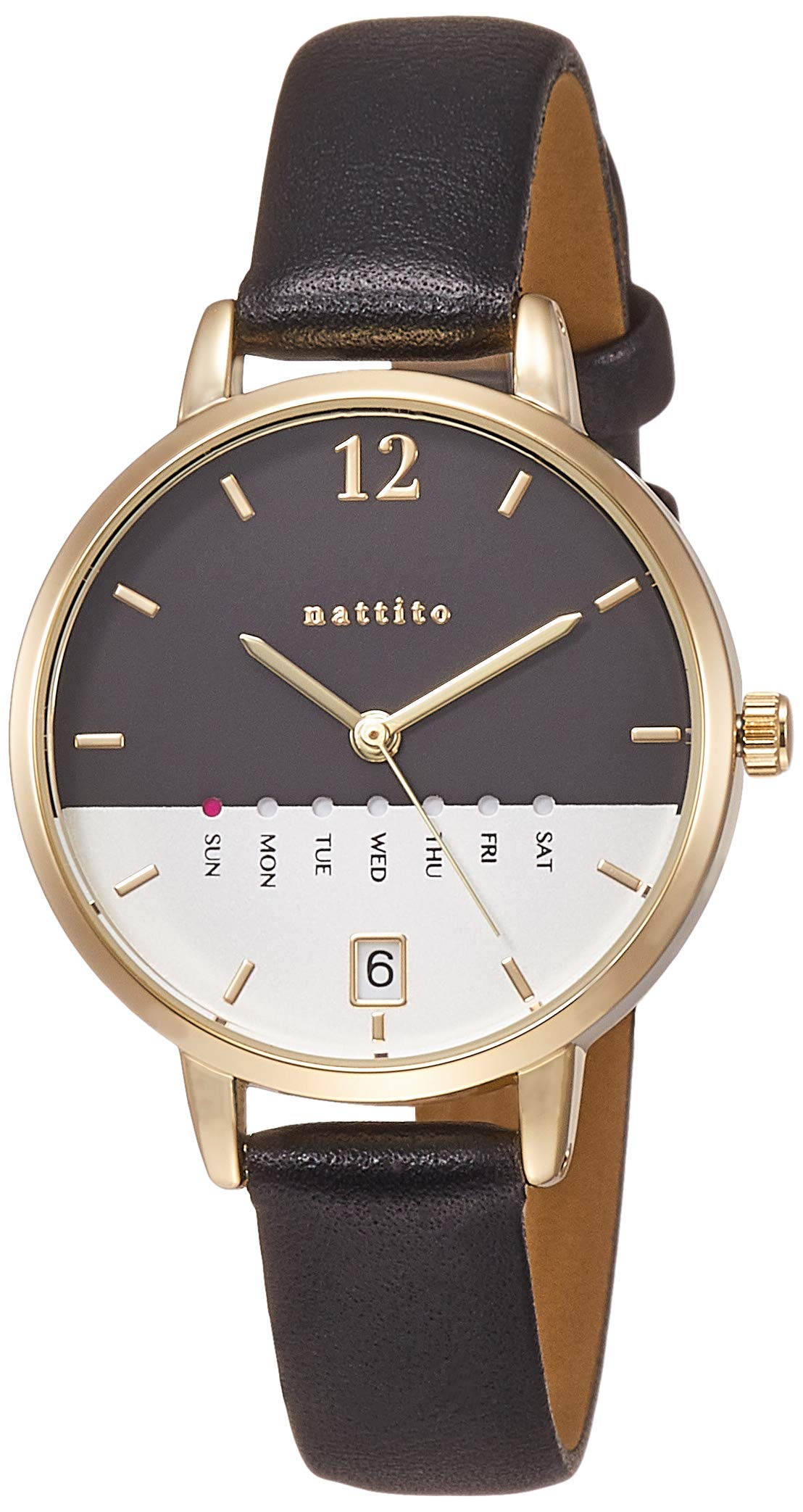 

Analogue Giorno Leather Date and Day of the Black Black [Fieldwork] Watch, Strap, Week, Dial, GY020-5, Women s, чёрный