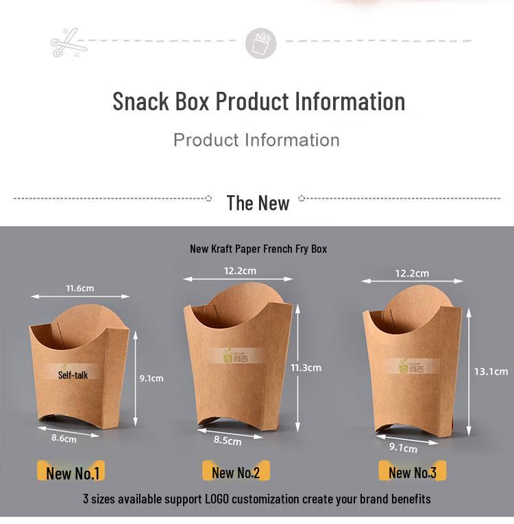 Disposable Kraft Paper French Fries and Snack Box