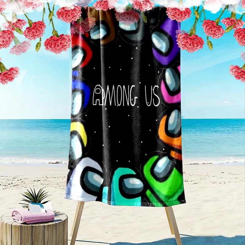 Among Us Print Strandtuch, Großes Weiches Schnelltrocknendes Handtuch für Strand Camping Schwimmen