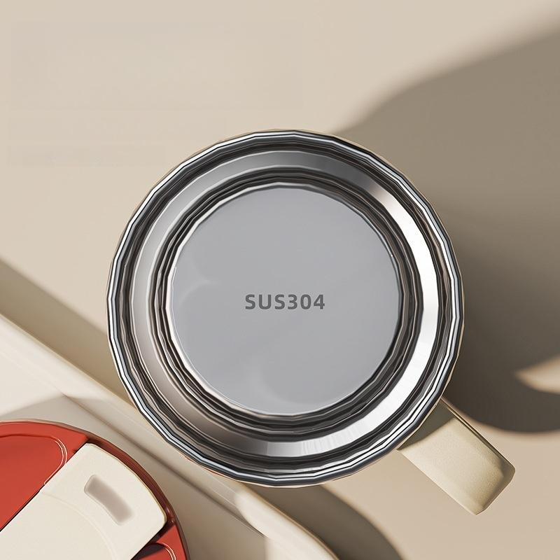 400ml 304 Stainless Steel Coffee Cup Mug with Lid Double-Wall Insulated Cup with Handle & Lid Heat-resistant Drinkware