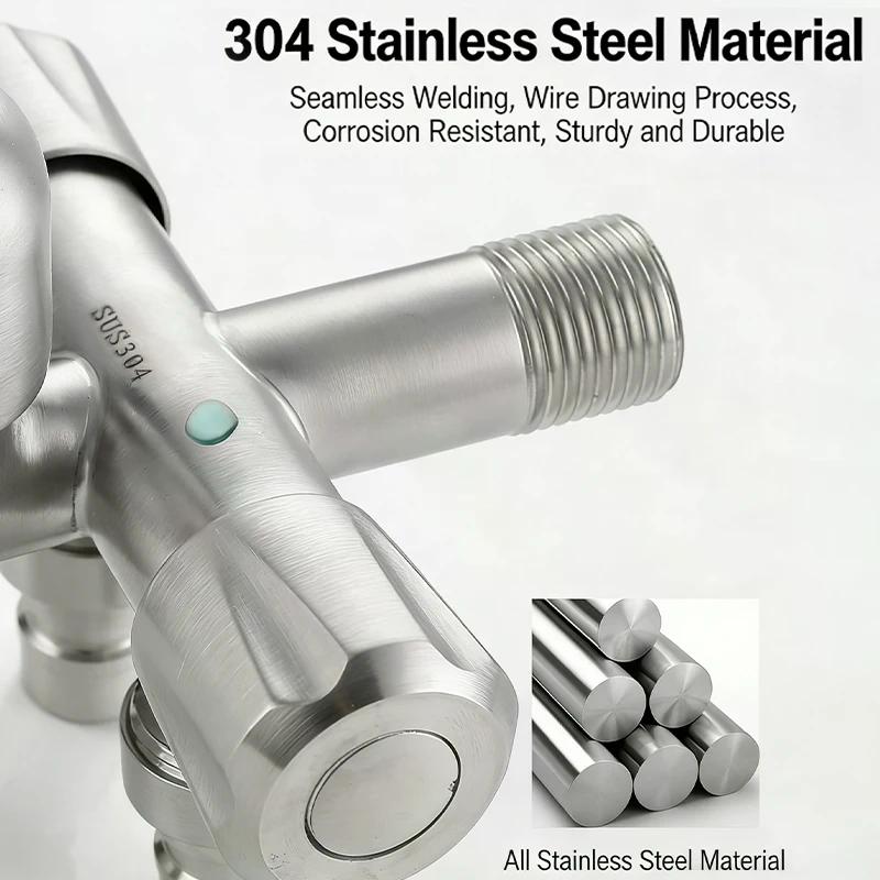 Stainless Steel 3 Way Faucet Three Tap Bathroom Kitchen Water Washer Tap Faucet