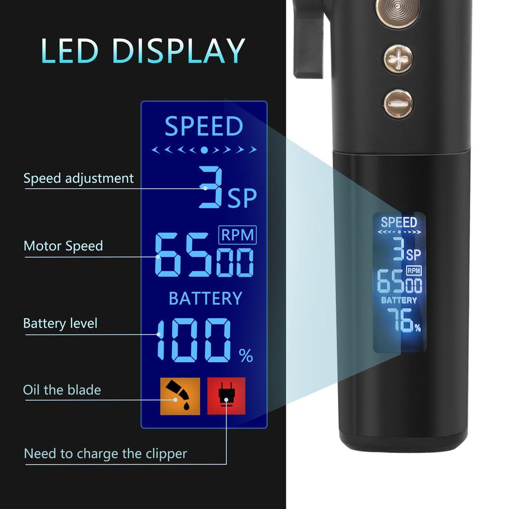 Rechargeable Electric Hair Clipper with LCD Display