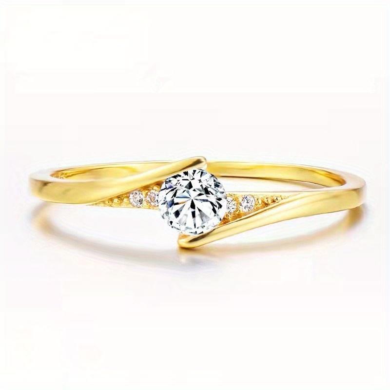 

1Pc Stylish Simple Fashion Ring, Round Synthetic Zircon, Suitable for Daily Wear 11