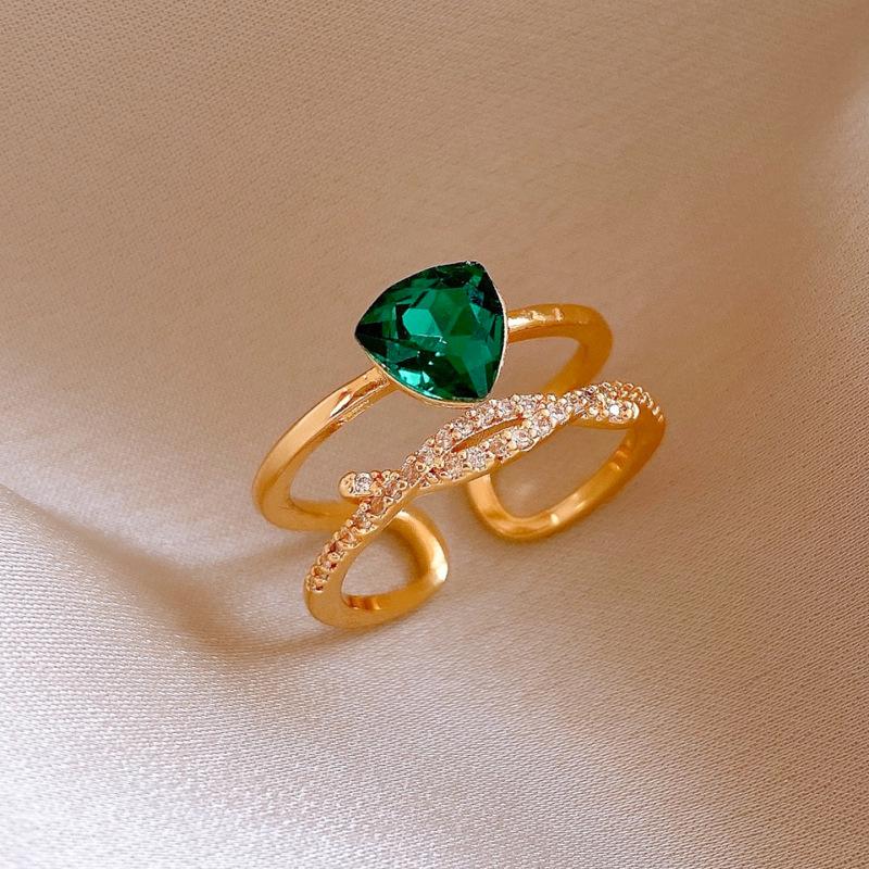 Retro Chinese Geometric Round Zircon Open Ring - High-End Luxury Finger Jewelry