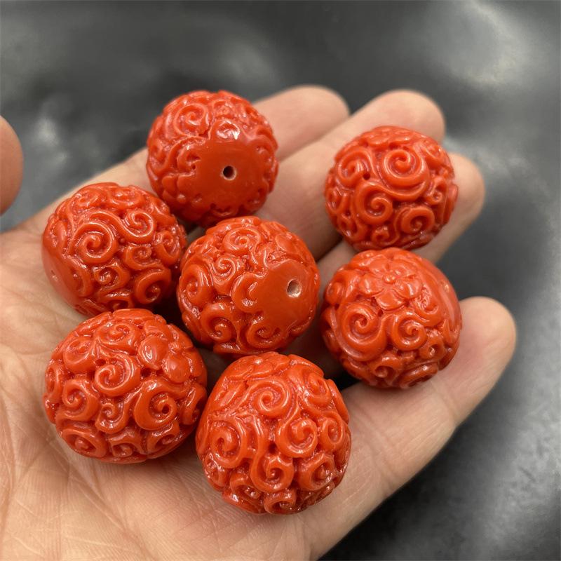 Агатовая Дорожка 25 мм Резные Красные Меандр Круглые Бусины