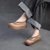 Mocassins en cuir véritable à semelle épaisse et bout rond, chaussures plates rétro et confortables pour femmes