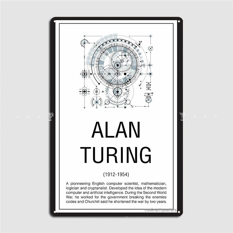 

Alan Turing Poster Metal Plaque Designing Club Plaques Living Room Tin Sign Poster 20x30cm（7.8x11.8inch）
