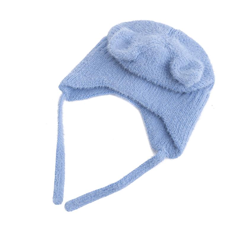 New Women Cute Cat Ear Earflap Winter Hat Fashion Windproof Knitted Hat Kpop Style Soft Beanie Hats Candy Colors Streetwear Cap