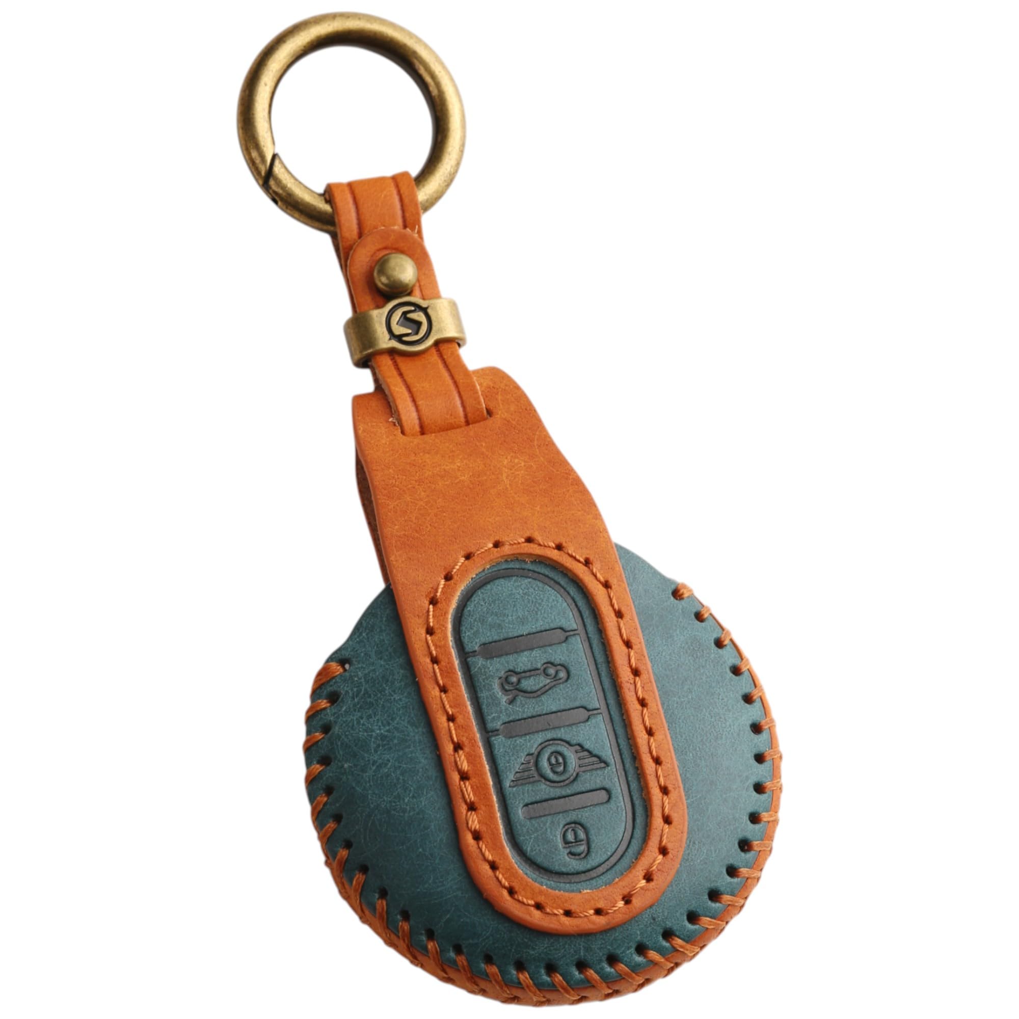 

smasol Compatible MINI Key Genuine Leather Key Cover for Mini F Series Cooper and Custom Designed for Full Protection Case, (F60, F56, F55, F54),