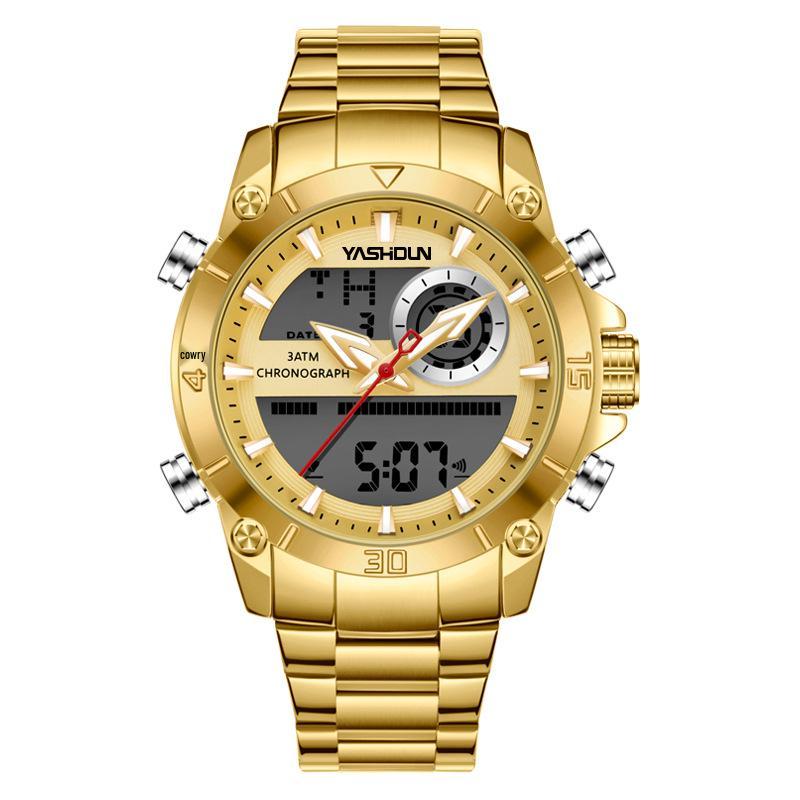 Men s Dual Movement Multifunctional Sports Watch with Waterproof Steel Band