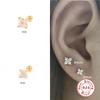 New Dainty 925 Sterling Silver Flower Zirconia Screw Stud Earring Fashion Piercing Jewelry