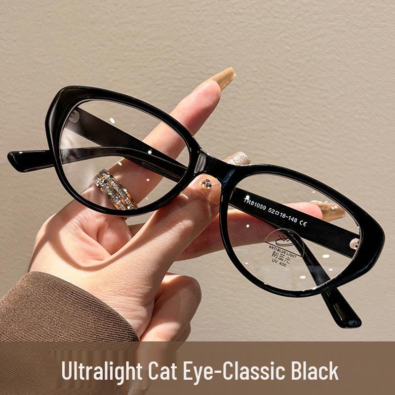 Retro Cat Eye TR90 Frame Glasses: Anti-Blue Light, Plain Lenses for Women 81059