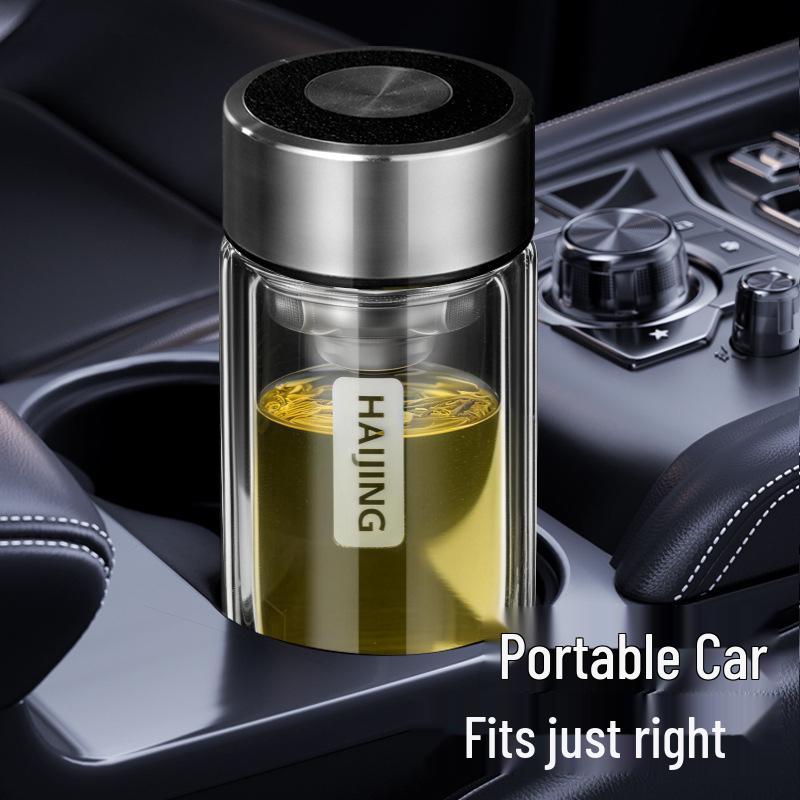 Goose Egg Double-Layer Glass Cup: Men's Car Tea Cup, Women's Pocket Cup, High-End Gift