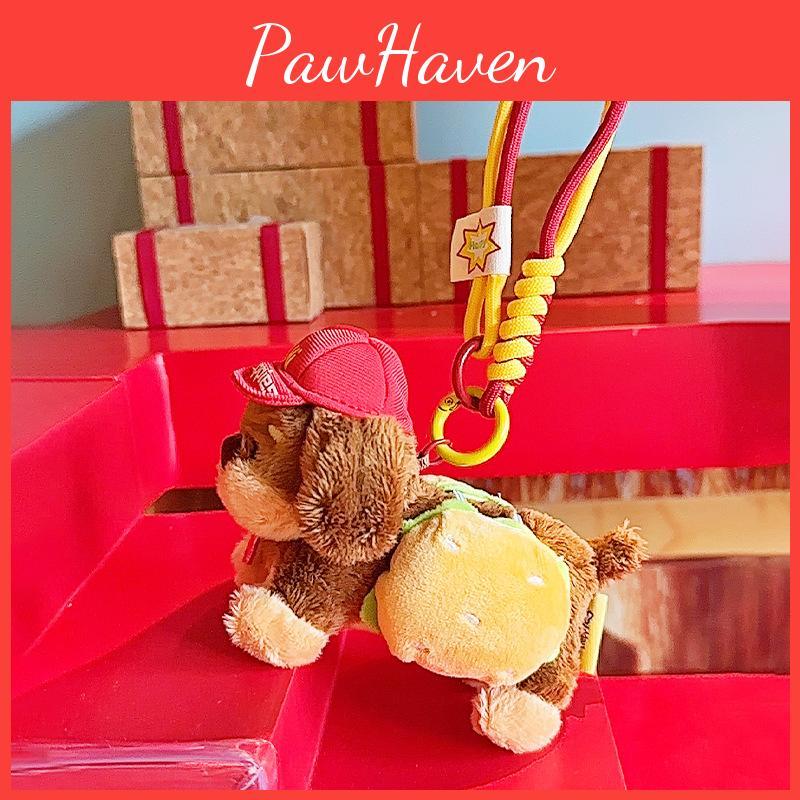 Original Plush Sausage Dog Hamburger Keychain With Soft Cartoon Style Design