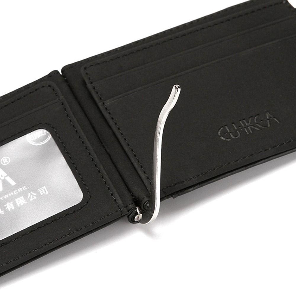PU Leather Slim Wallets Vintage Men Wallet Business Short Leather Purses Bifold Money Clip Simple ID Card Holder