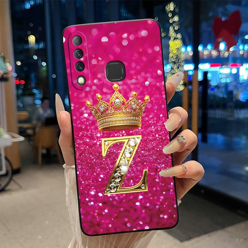 Beautiful A To Z Letter Crown Casing For Infinix S4 Smart3 Plus X626 X267 Case Black Soft Silicone Shockproof Shell