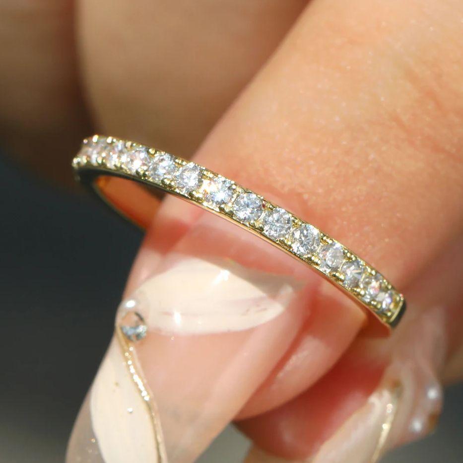 Half Eternity Moissanite Wedding Band 925 Sterling Silver Straight Rings for Women 1.3mm 1.6mm 1.8mm 2.0mm Matching Ring
