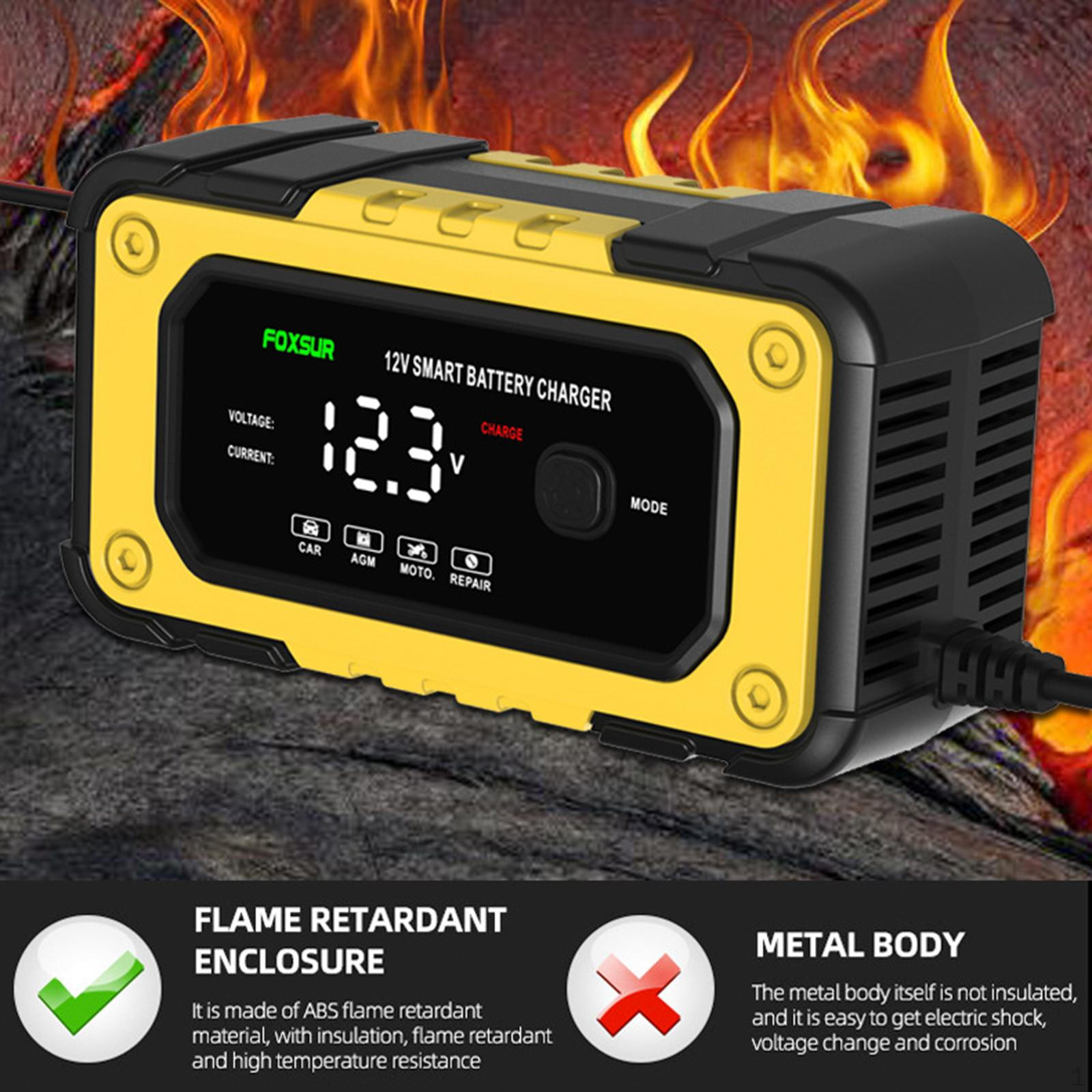 Battery Charger 12V 6A Fan Cooling Maintainer for Car Van Truck