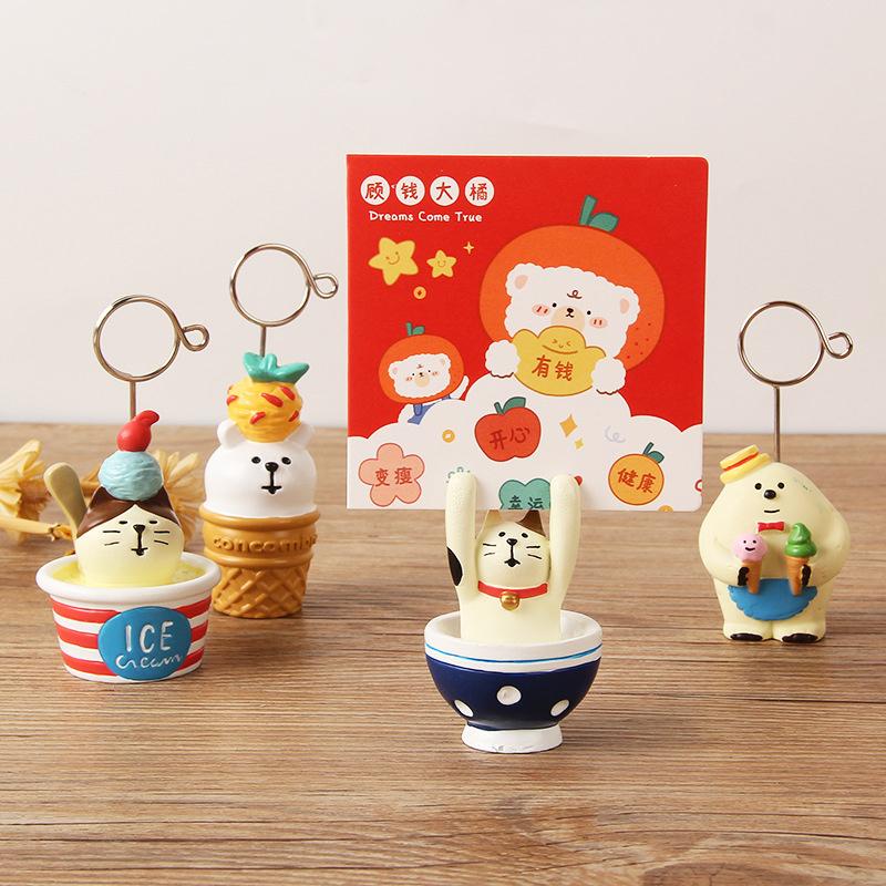 Summer Ice Cream Series Message Holder Office Desk Note Holder Cute Cartoon Photo Clip Diy Note Photo Stand Home Decoration