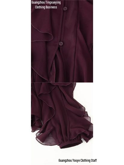 Summer 2026 European & American V-Neck Layered Ruffled Pleated Women's Shirt