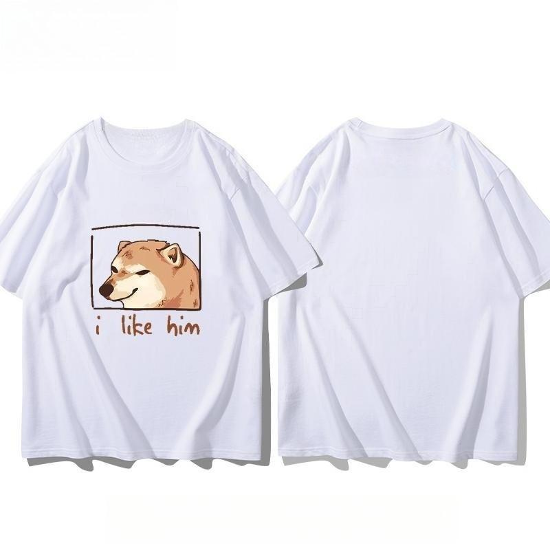 2025 Autumn and Winter Fashionable and Comfortable Cotton T-shirt Dog ID Card Printing Men and Women Large Size Couple T-shirt