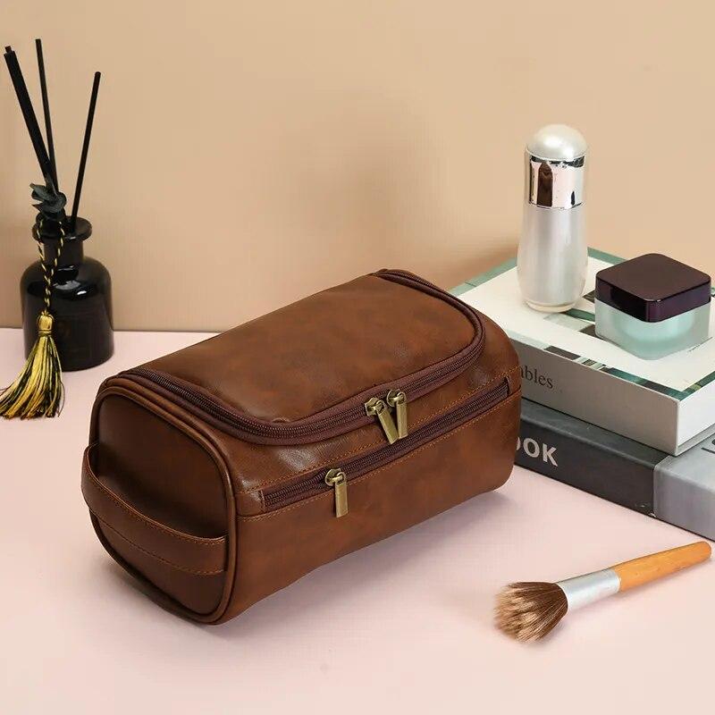 Menn Vintage Luksus Toalettveske Reise Nødvendig Business Kosmetisk Makeup Cases Mann Hengende Oppbevaring Organizer Vaskeposer