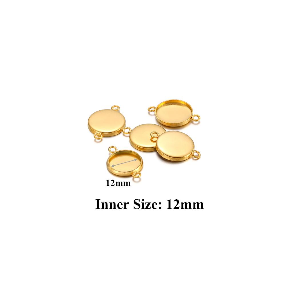 10 pièces Acier Inoxydable 6-30mm Base Cabochon Camée Couleur Dorée Plateau Rond Vide pour Collier Bracelet Fabrication de Bijoux Apprêts DIY