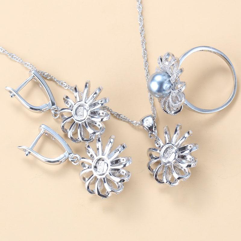 Sunflower Jewelry Bridal Sets Natural Freshwater Pearls Earrings/Necklace And Ring For Women Wedding Gift