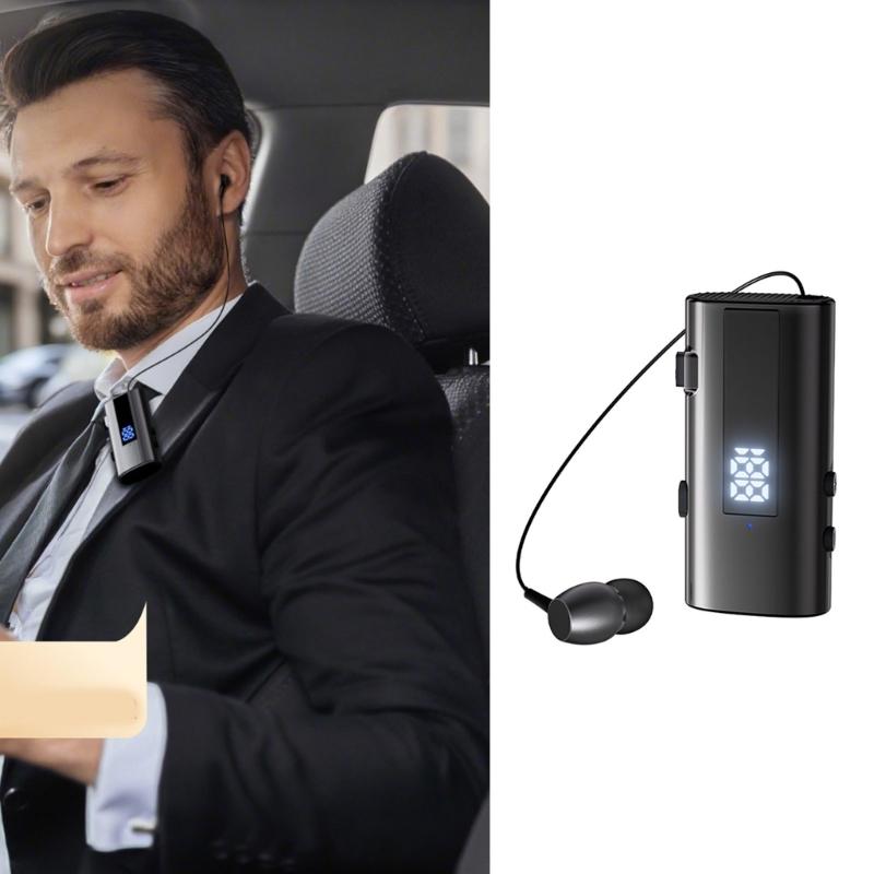 Wireless Bluetooth-compatible 6.0 Lavalier Headset Featuring 30 Hours Call Time 50 Hours Music Playbacks Vibration Alert for Business