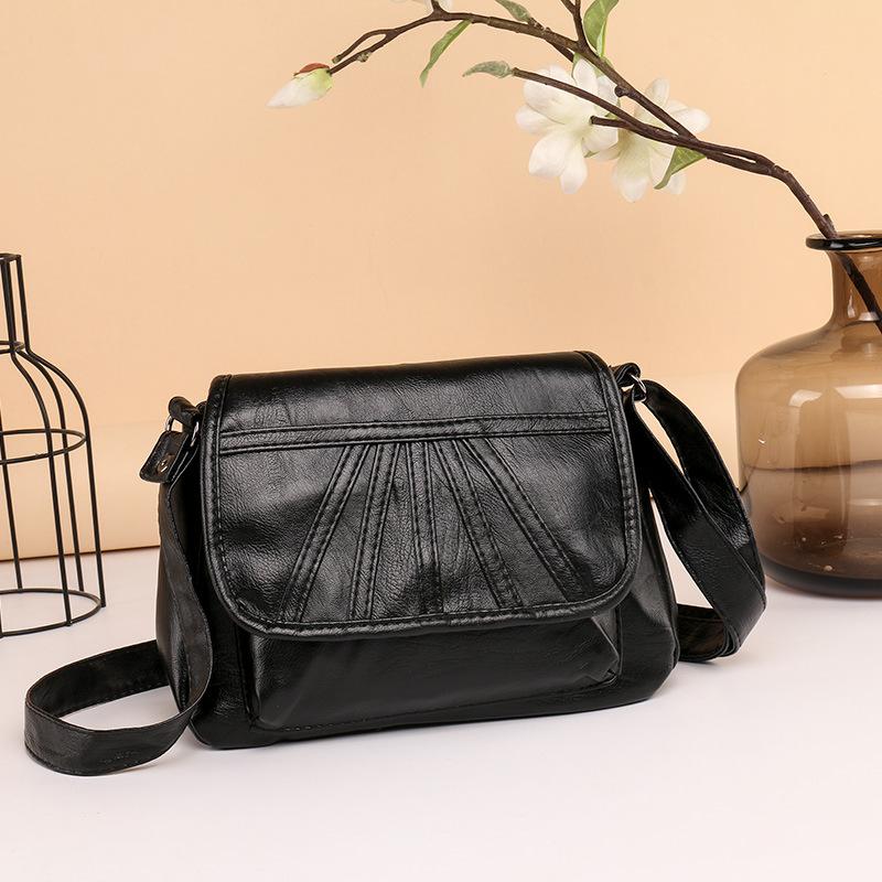 Geantă de mamă de vârstă mijlocie de mare capacitate, geantă de umăr la modă din piele moale, geantă pătrată mică retro