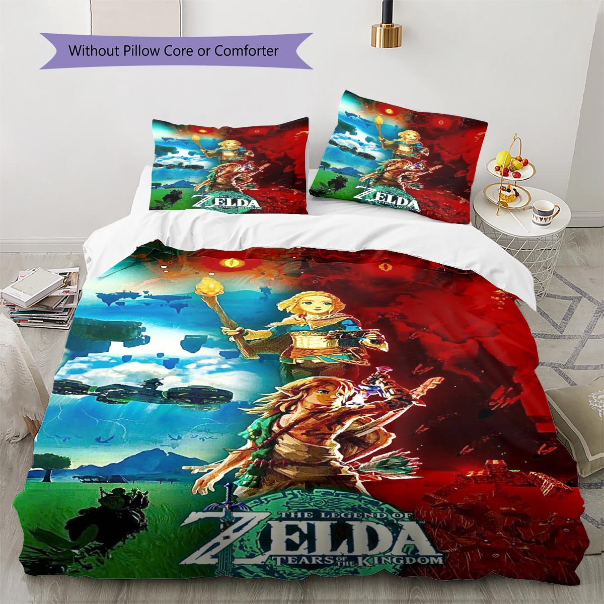 

Link Zelda Pattern Bedding Quilt Set Quilt Cover Pillowcase Home Decoration Gift (1 * duvet cover + 2 * pillowcase, without core) 155x200cm