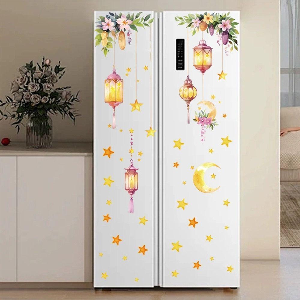 Multicolor Ramadan Kareem Decals Lantern Castle Mural Eid Mubarak Wall Stickers Home Decoration