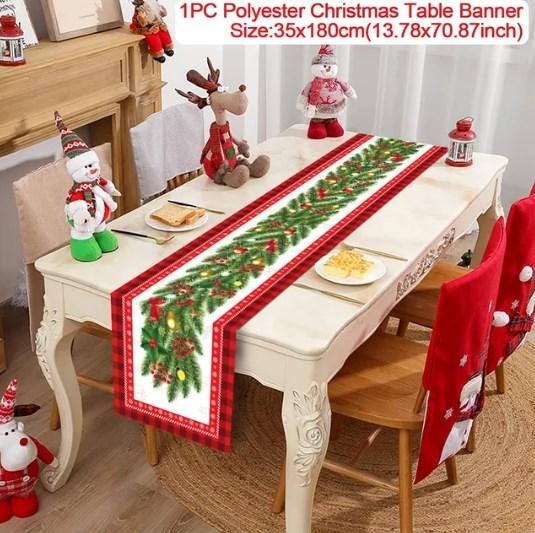 Christmas Table Runner Merry Christmas Decoration for Home Table 2026 Xmas Ornament Navidad Notal Noel Happy New Year Gifts 2026