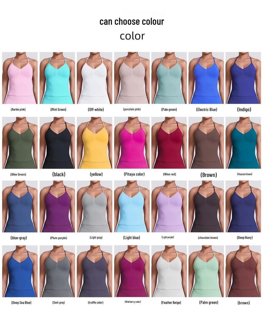 Seamless Solid Color Sexy Back Tank Top for Women - Yoga, Running, Fitness