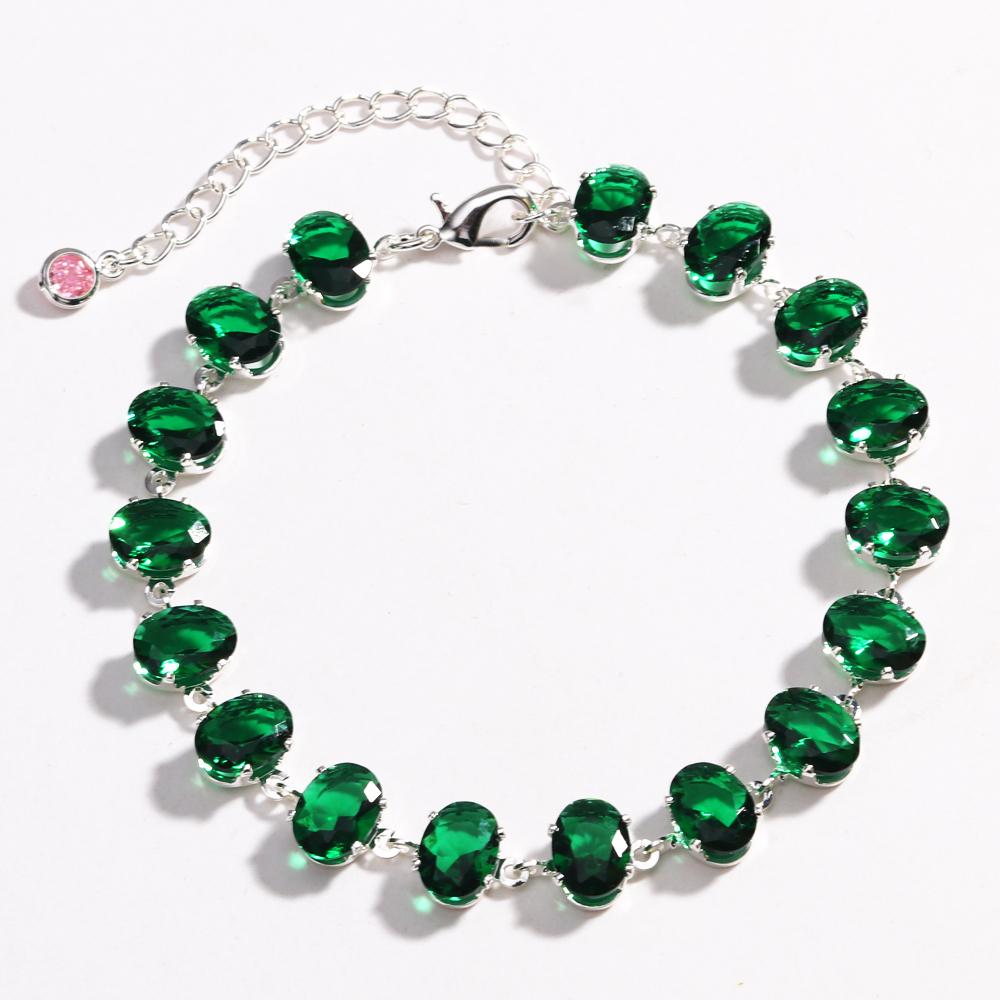 

Luxury Brand Zircon Tennis Bracelets For Women Emerald Crystal Charms Bangle Wedding Jewelry