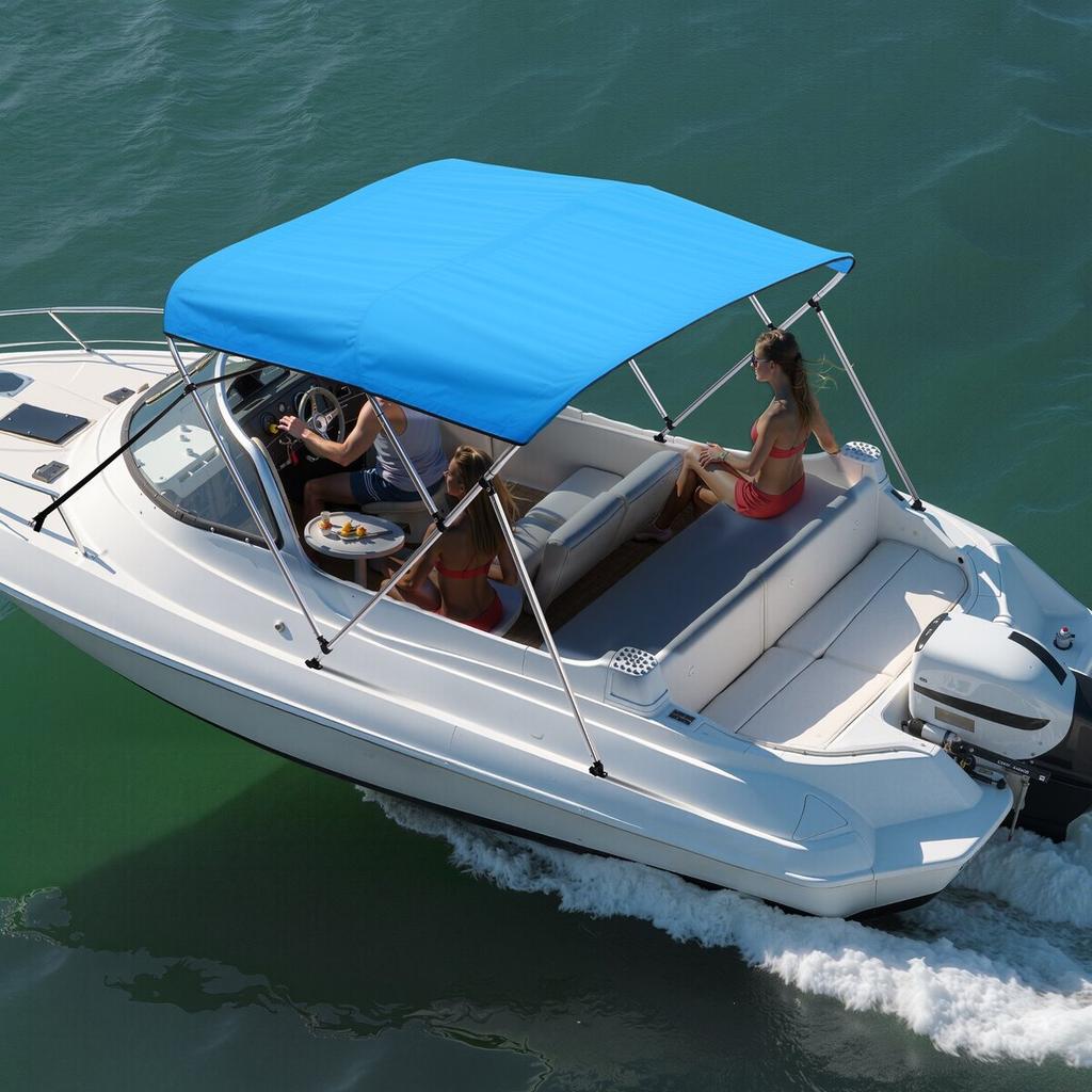 3 Bow Boat Bimini Tops 72"Lx(85"-90")W x 46"H Awning Canopy Pacific Blue